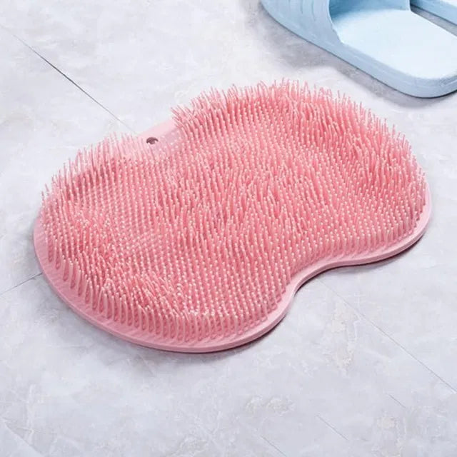 Soft silicone scrubber for body and feet with gentle exfoliating bristles